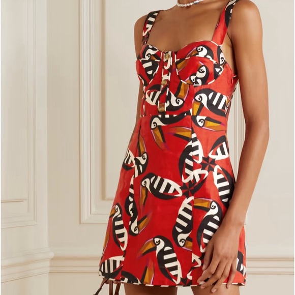 Farm Rio Printed linen mini dress - Picture 1 of 2